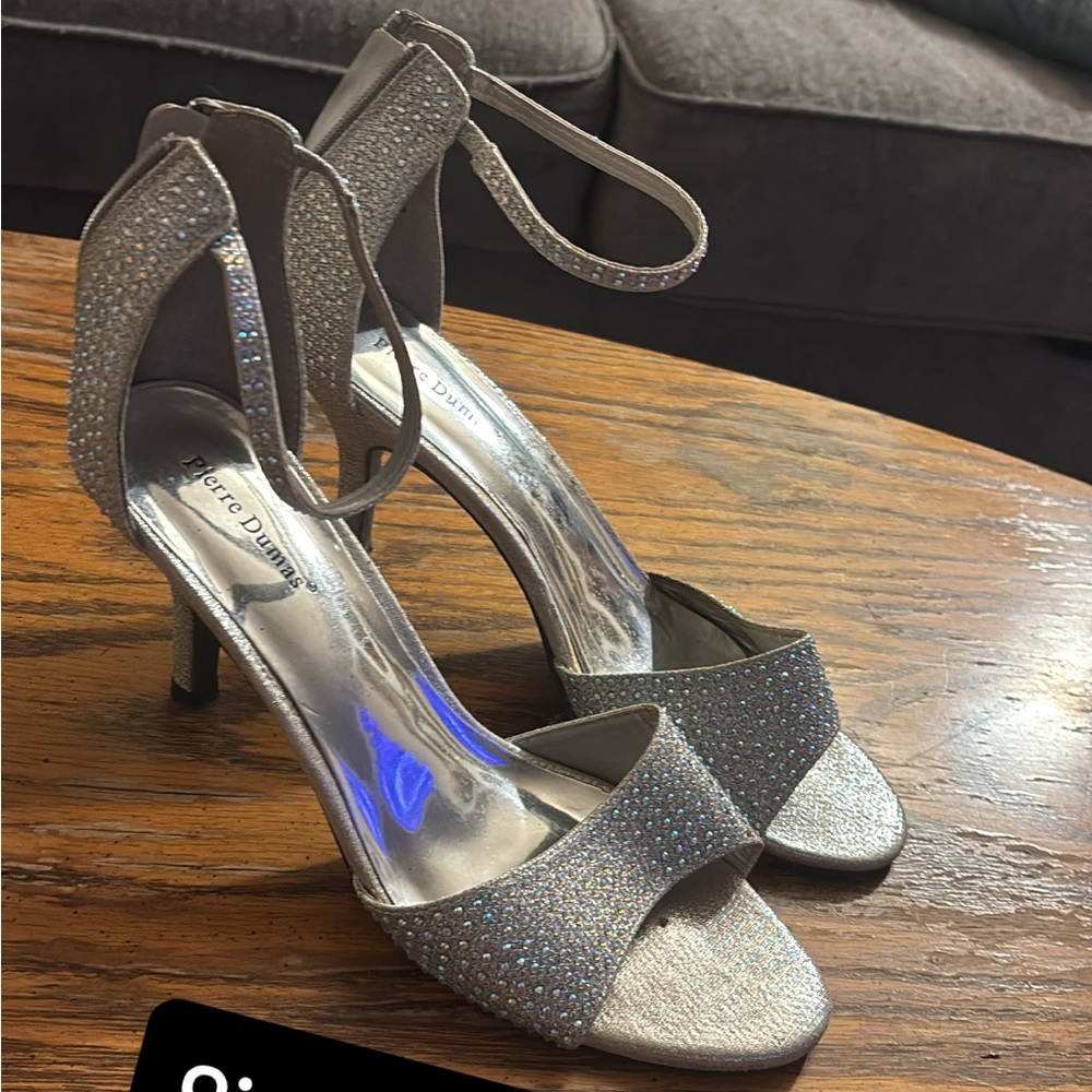 Pierre Dumas Sparkling Silver Heels